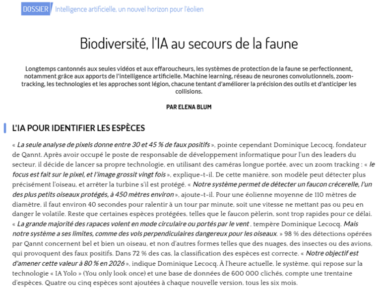 Biodiversité, l'IA au secours de la faune